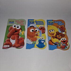 3 Sesame Street Beginnings Board Book Lot Bath Bubbles Night Eyes Nose Fingers